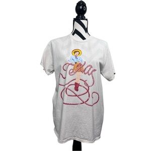 Thrifted Livy Lu Texas Cowgirl Western Boho 100% Cotton Sz S Graphic Tee